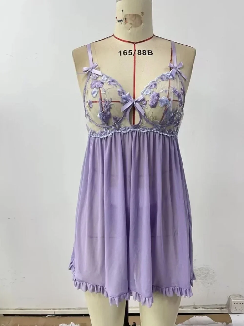 Women's Sexy Sleepwear Dress Teddy Lace Sheer Nightwear Babydoll Lingerie Dress